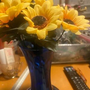 Vibrant Yellow Sunflower Bouquet in Elegant Blue Vase